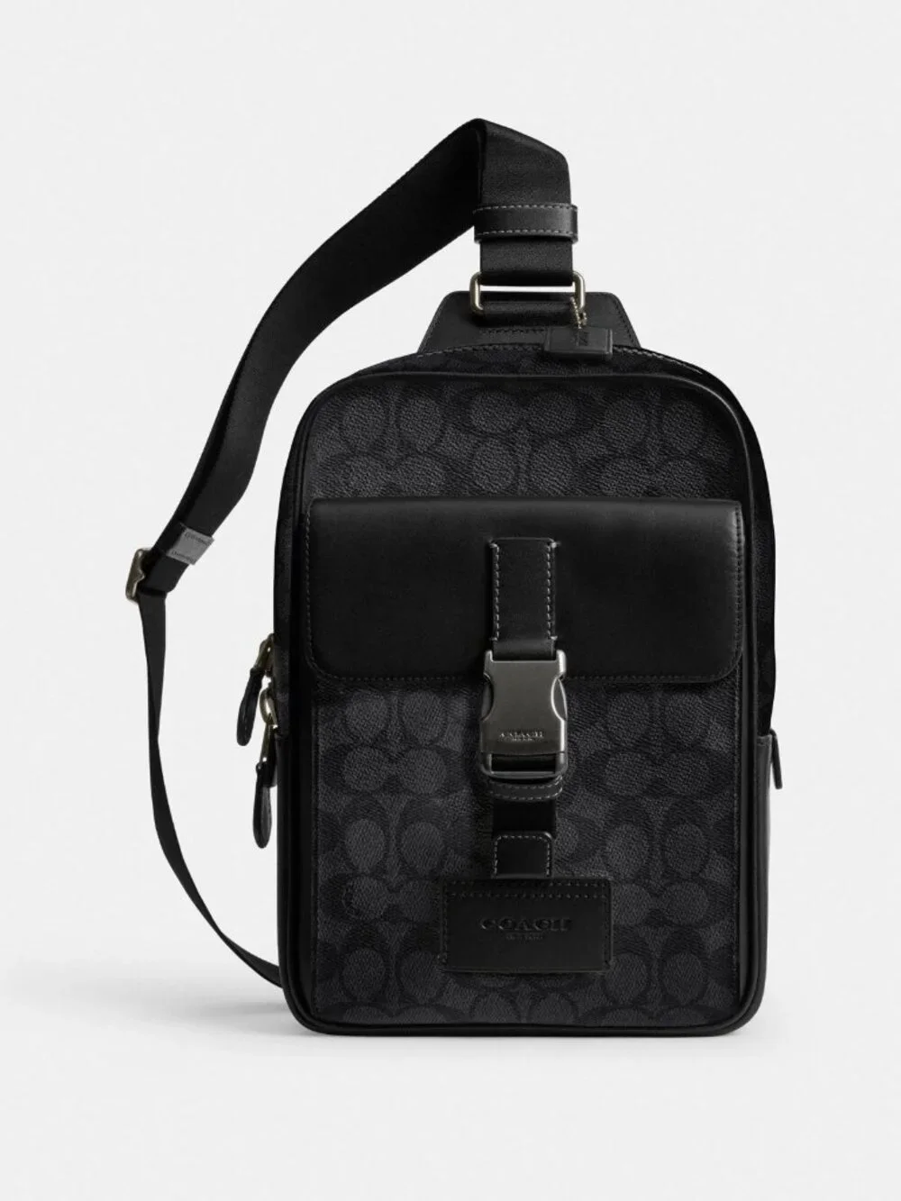 NWT Coach CX880 Track Pack Signature Canvas Charcoal Black